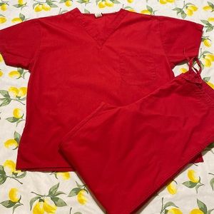 Dickies Scrub set XS top S bottom Red